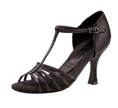 Capezio Women's Crystal Danielle Studded T- Strap Ballroom Shoe In Black In Multi