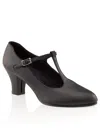 Capezio Women's Jr Footlight T-strap Character Shoe In Black In Black