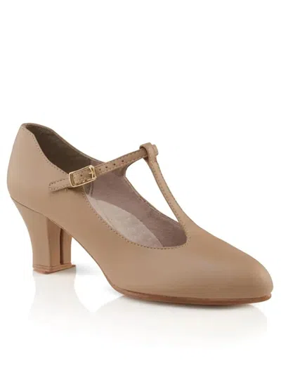 Capezio Women's Jr Footlight T-strap Character Shoe In Caramel In Brown