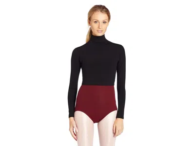 Capezio Women's Turtleneck Long Sleeve Top Women's Clothing Black: Medium, Spandex/nylon