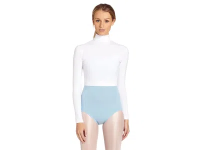 Capezio Women's Turtleneck Long Sleeve Top Women's Clothing White: Large, Spandex/nylon