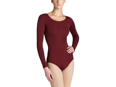 Capezio Womens Long Sleeve Leotard Women's Jumpsuit & Rompers One Piece Maroon: Medium, Spandex/nylon