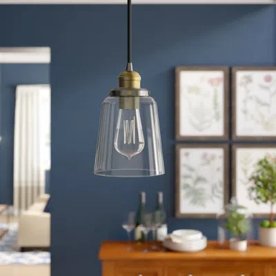 Capital Lighting 1 - Light Single Bell Pendant In Aged Graphite With Brass