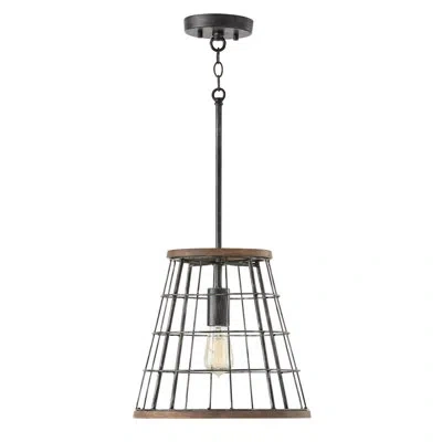 Capital Lighting 1 - Light Single Cone Pendant With Wood Accents In Zinc,wood