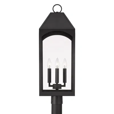 Capital Lighting 10" W X 29" H Outdoor 4-light Post Lantern In Black With Clear Glass In Matte Black;powder Coated Finish