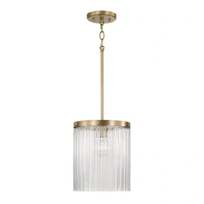 Capital Lighting 11" W X 16" H 1-light Pendant With Clear Beveled Fluted Glass In Aged Brass