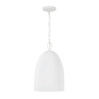 Capital Lighting 11.25" W X 18.5" H 1-light Handcrafted Fluted Ceramic Pendant In Matte White In Ceramic White