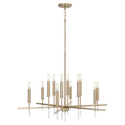 Capital Lighting 12 - Light Candle Style Modern Linear Chandelier In Brass