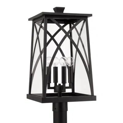 Capital Lighting 12" W X 22" H Outdoor 4-light Post Lantern In Oiled Bronze With Clear Glass And Fits 3inch Post (sol In Black