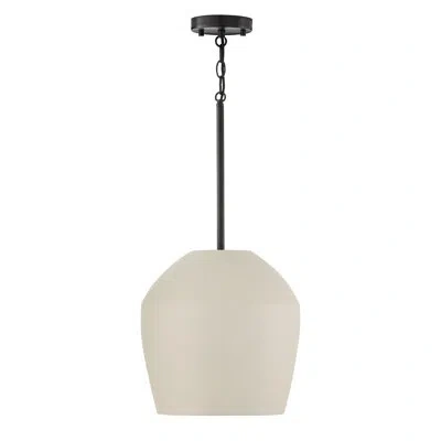 Capital Lighting 12.5" W X 14" H 1-light Handcrafted Terracotta Pendant In Matte Black In Terracotta Ivory