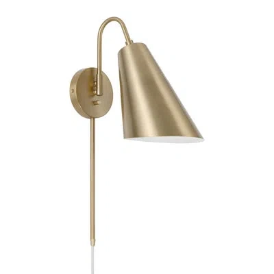 Capital Lighting 12.75" H X 6.75" W 1-light Modern Swing Arm Sconce In Matte Brass With Painted White Interior