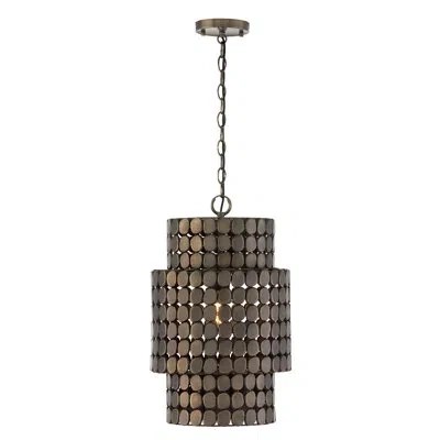 Capital Lighting 13" W X 21" H 1-light Medallion Cylindrical Pendant In Dark Brass