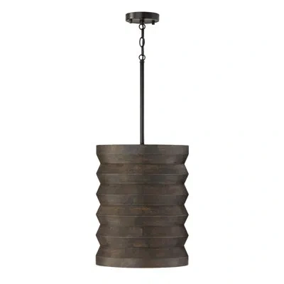 Capital Lighting 14" W X 18" H 1-light Pendant In Matte Black And Handcrafted Mango Wood In Espresso Stain In Espresso Stain And Black