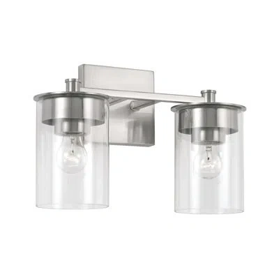 Capital Lighting 14" W X 9" H 2-light Vanity In Aged Brass With Clear Glass In Brushed Nickel