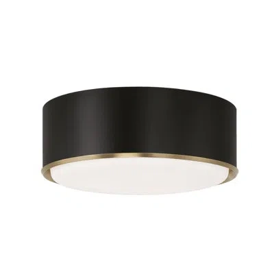 Capital Lighting 15" W X 6" H 3-light Semi Flush Mount With Matte Brass Details And Frosted White Diffuser In Matte Brass,black