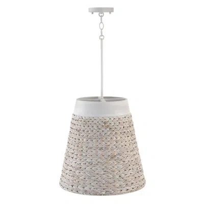 Capital Lighting 18" W X 18" H 4-light Medium Pendant In White Chalk Wash Made With Handcrafted Mango Wood And Water 