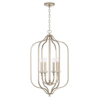 Capital Lighting 18" W X 32" H 4-light Foyer In Brushed Champagne With Acrylic Column And Bobeches