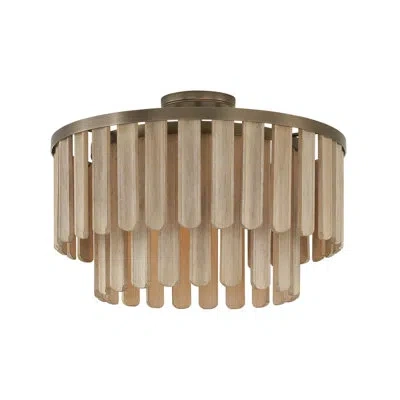 Capital Lighting 20" W X 14" H 1-light Dual Mount Pendant In Dark Brass With Handcrafted Mango Wood In Nordic Grey St