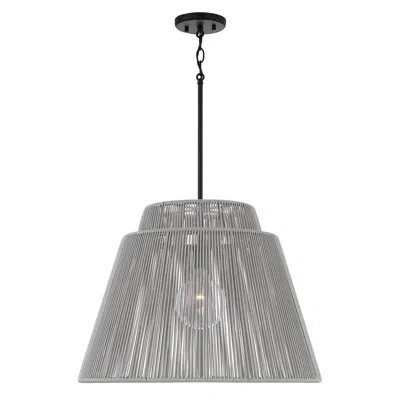Capital Lighting 24" W X 17.25" H 1-light Indoor Outdoor Pendant In Matte Black And Hand-wrapped Resin Rope In Gray,black