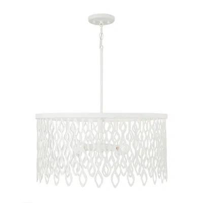 Capital Lighting 24w X 23.5h 4-light Lasercut Metal Pendant In Matte White Modern Motif