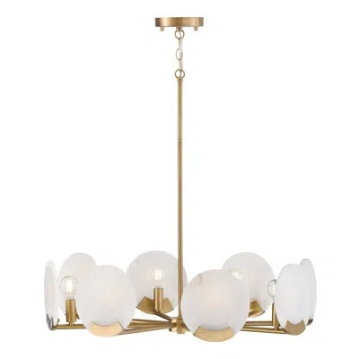 Capital Lighting 28" W X 7.25" H 8-light Chandelier In Aged Brass With Natural Alabaster Stone In Antique Brass