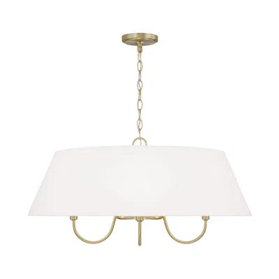 Capital Lighting 28.50"w X 14.25"h 4-light Pendant In Matte Brass With White Fabric Shade