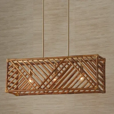 Capital Lighting 3 - Light Kitchen Island Linear Pendant With Wood Accents In Brown