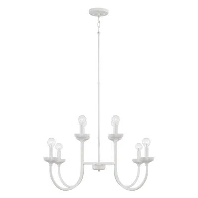Capital Lighting 32.5" W X 26" H 8-light Chandelier In Matte White With Handcrafted Fluted Ceramic Accents