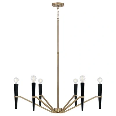 Capital Lighting 33" W X 22.5" H 6-light Chandelier In Aged Brass And Black In Matte Black;antique Brass