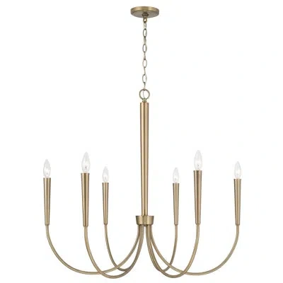 Capital Lighting 33" W X 31" H 6-light Medium Chandelier In Aged Brass