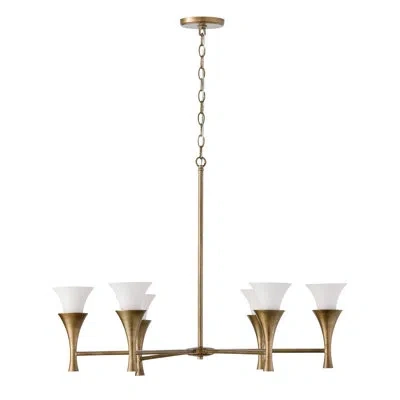 Capital Lighting 34" W X 23" H 6-light Chandelier In Mystic Luster With Soft White Glass In Gold