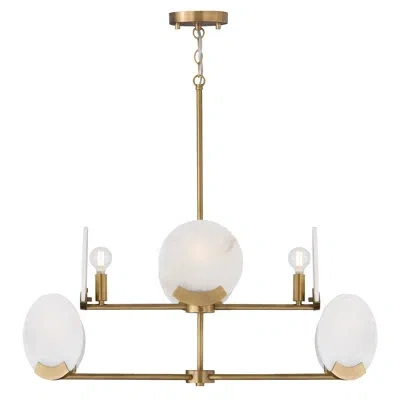 Capital Lighting 36" W X 13" H 8-light Two-tier Chandelier In Aged Brass With Natural Alabaster Stone In Antique Brass