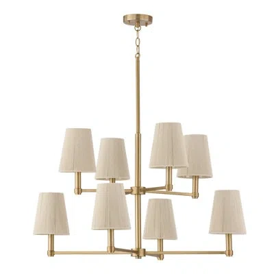 Capital Lighting 36" W X 36" H 8-light Two-tier Chandelier In Matte Brass With Tapered Bleached Natural Rope Shades