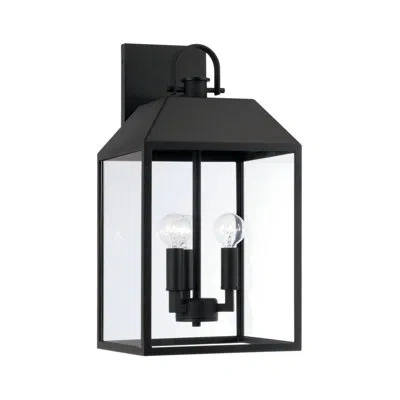Capital Lighting 3-light Outdoor Square Rectangle Wall Lantern In Black With Clear Glass
