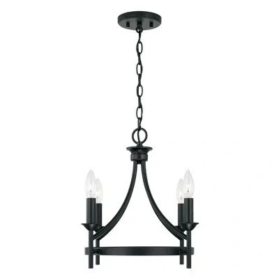 Capital Lighting 4 - Light Candle Style Bulb Pendant In Matte Black