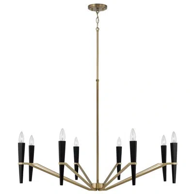 Capital Lighting 40" W X 27" H 8-light Chandelier In Aged Brass And Black In Matte Black;antique Brass