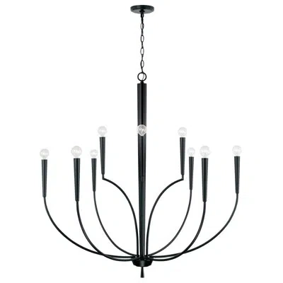 Capital Lighting 40" W X 43" H 10-light Large Chandelier In Polished Nickel In Matte Black
