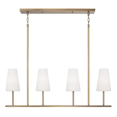 Capital Lighting 43" W X 15" H 4-light Modern Linear Chandelier With Tapered Soft White Glass In Brass