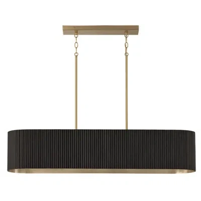 Capital Lighting 44.25" W X 9" H 5-light Linear Chandelier And Handcrafted Fluted Mango Wood In Black