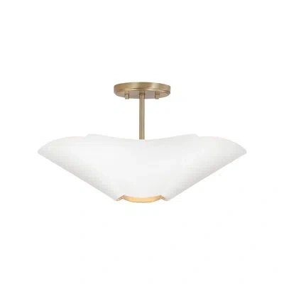 Capital Lighting 4-light Modern Botanical Dual Mount Pendant In Matte White With Painted Matte Brass Interior And Squ In Matte Brass And White