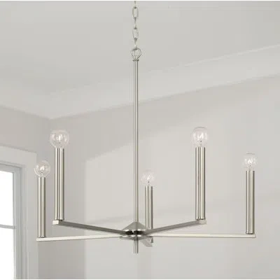 Capital Lighting 5 - Light Candle Style Modern Linear Chandelier In Brushed Nickel