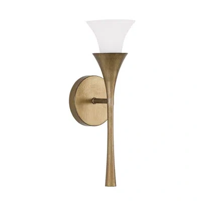 Capital Lighting 5" W X 16" H 1-light Sconce In Mystic Luster With Soft White Glass In Frosted;mystic Luster