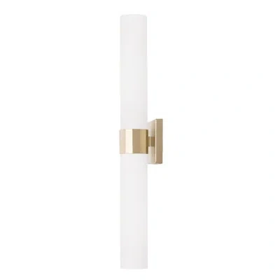 Capital Lighting 5" W X 29" H 2-light Dual Glass Sconce Or Vanity Light In Soft Gold With 3" W Soft White Glass In Gold;frosted