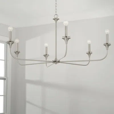 Capital Lighting 6 - Light Candle Style Classic Chandelier In Brushed Nickel