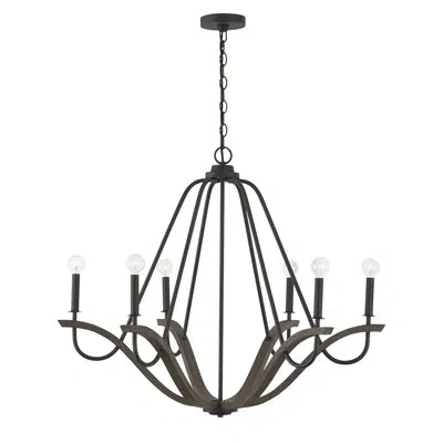 Capital Lighting 6 - Light Candle Style Classic Chandelier In Matte Black;walnut
