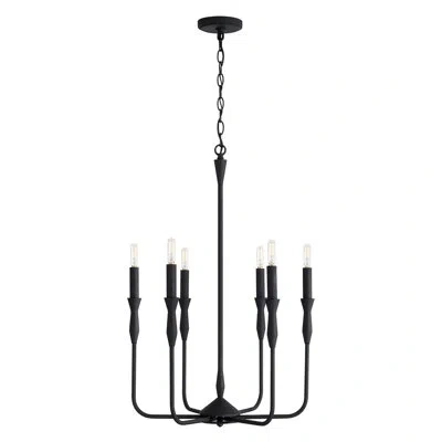 Capital Lighting 6 - Light Candle Style Geometric Chandelier In Textured Black