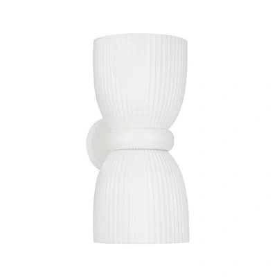 Capital Lighting 8" W X 16.75" H 2-light Handcrafted Fluted Ceramic Sconce In Matte White In Ceramic White