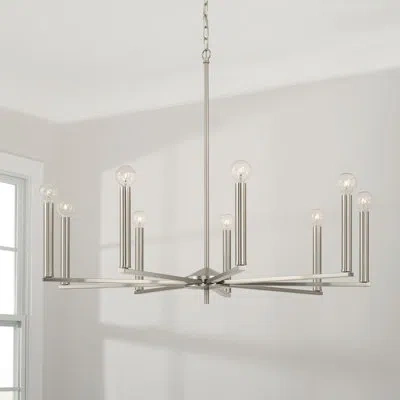 Capital Lighting 9 - Light Candle Style Modern Linear Chandelier In Brushed Nickel