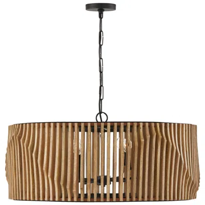 Capital Lighting Archer 32 1/4" Matte Black And Wood Slat Pendant