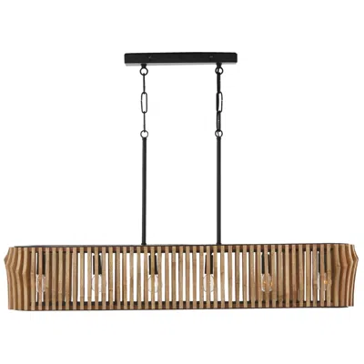 Capital Lighting Archer 41" Matte Black And Mango Wood Linear Pendant